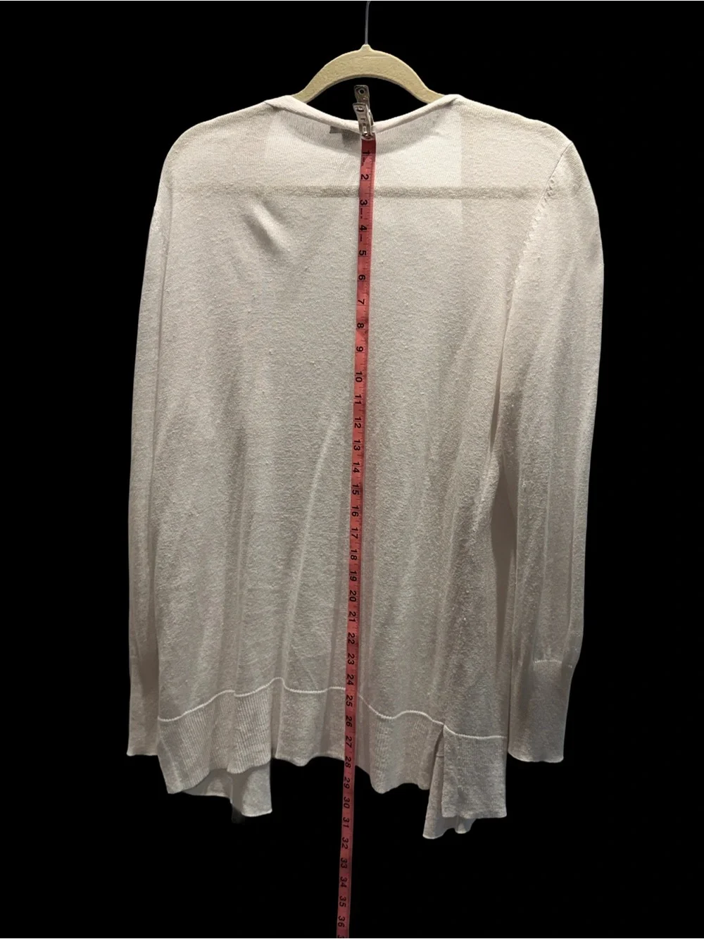 Halogen White Linen Blend Long Open Front Cardigan - L
